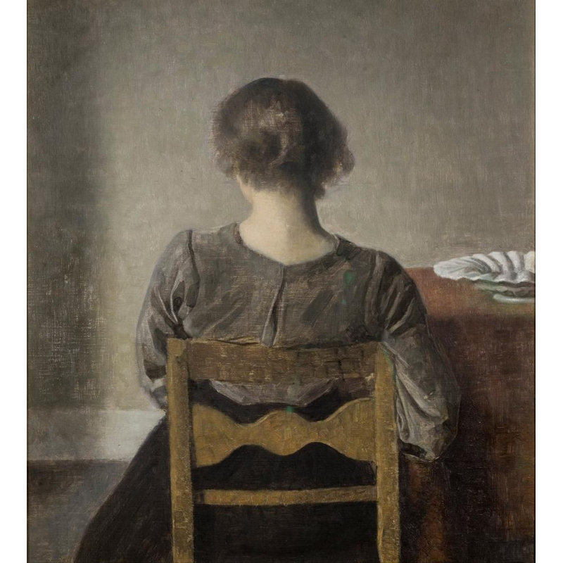 "Rest" par Vilhelm Hammershøi - Art mural sur toile tendue avec châssis, H 24 po x l 17 po