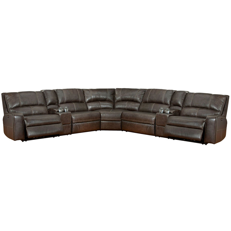 Mikey 7 Piece Modular Power Reclining Sectional With Power Adjustable Headrests, Twilight