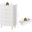 Commode blanche à 5 tiroirs pour la chambre à coucher - Commode moderne de 48 pouces de hauteur avec poignées en métal doré et dispositif anti-basculement - Organisateur de commode cannelée en bois pour le salon ou le couloir ou la chambre d'enfant - Blanc-765136323