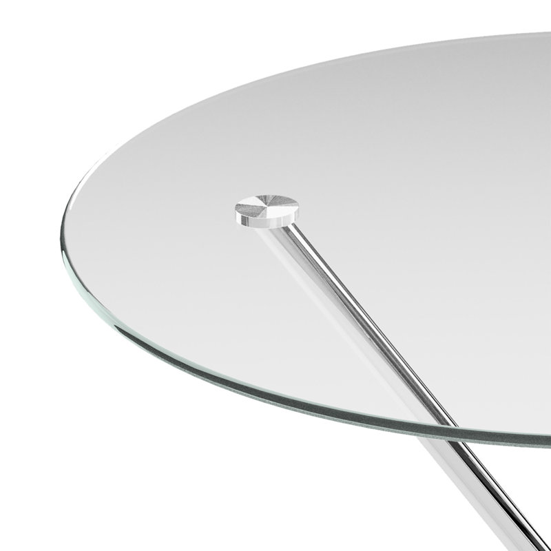 CASA ROUND DINING TABLE, Clear, Chrome