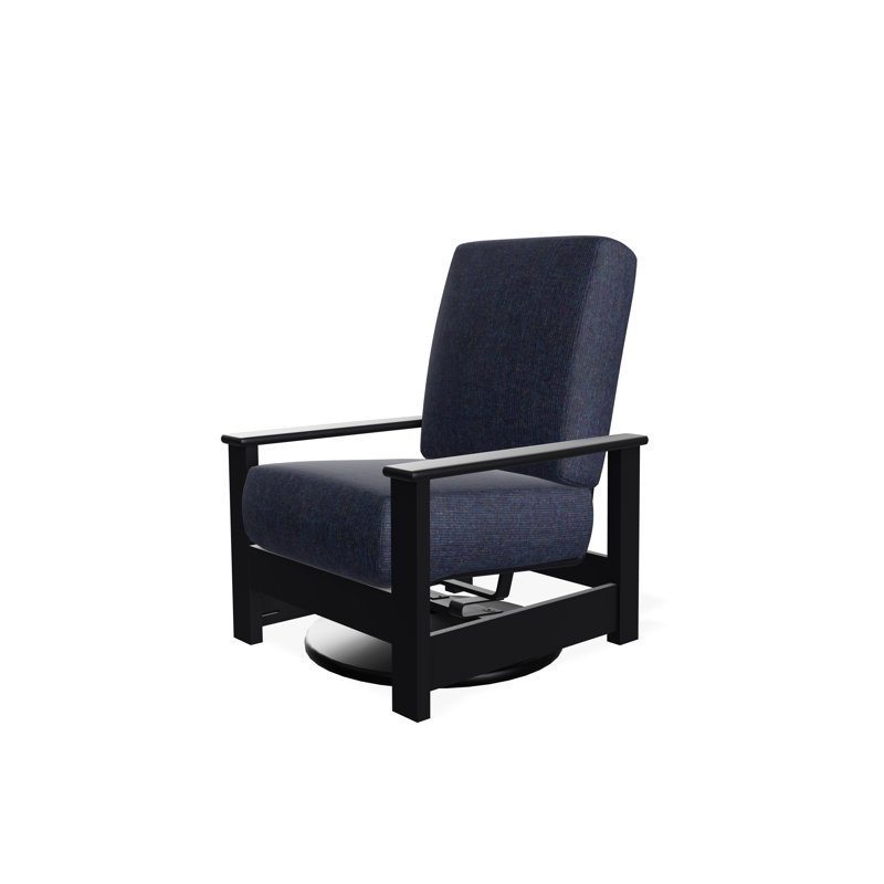 Chaise berçante pivotante cachée en polymère Leeward, Noir, Spectre indigo Sunbrella®