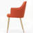 Mid Century Modern Fabric Upholstered Dining Chairs Armchairs, Set of 2, Muted Orange and Light Walnut-993136700