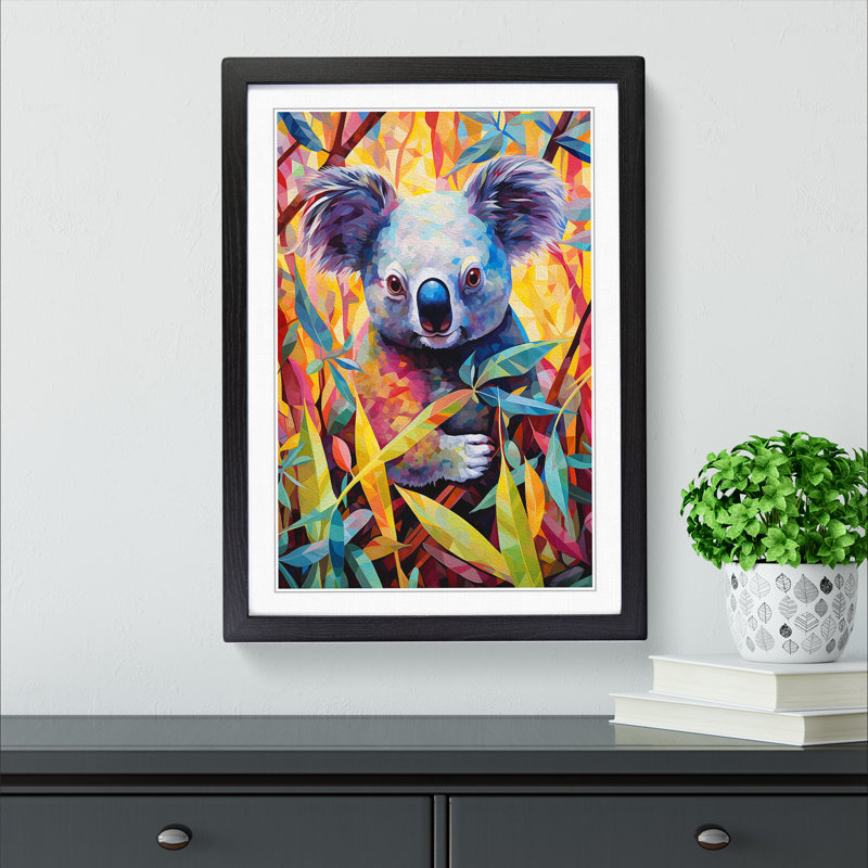 Koala Bear Abstract No.2 1 Piece Single Picture Frame Wall Art, 34cm H x 25cm W x 2cm D, Black Framed