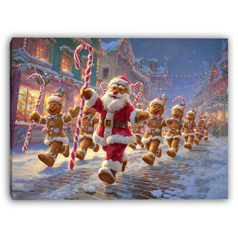 Art mural sur toile tendue père Noël Santa, H 16 po x l 24 po
