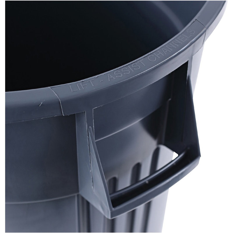 Gray Heavy-Duty Plastic Waste Container with Handles - 44 Gallons