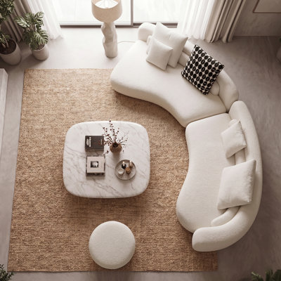 Canapé modulaire courbé de 160 po de large et moelleux en duvet d'oie