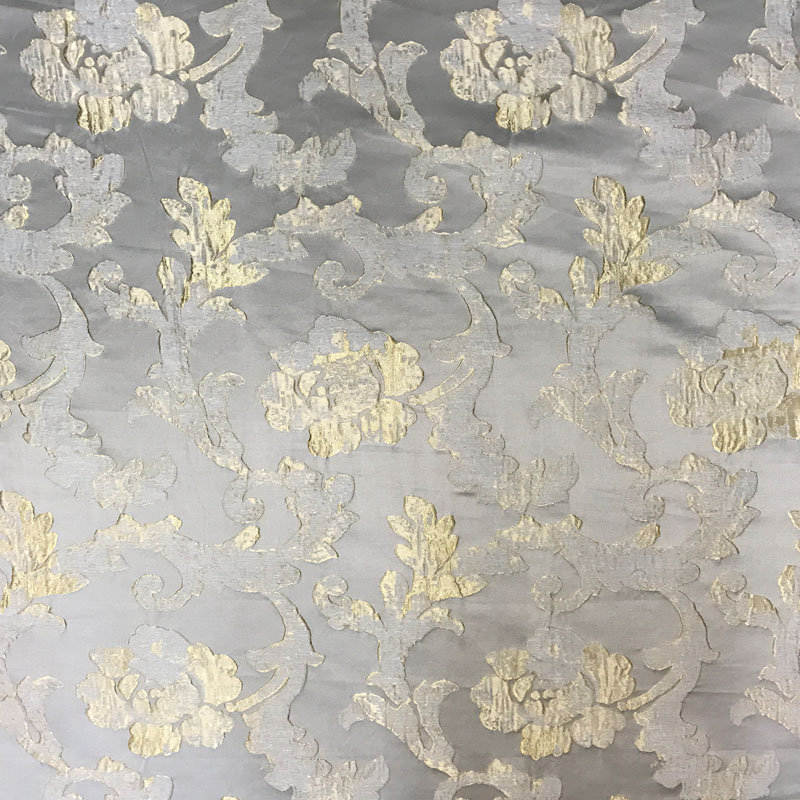 Floral Design on Jacquard | Nora Fabric_NORA, Gray