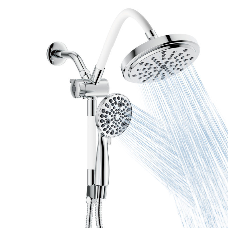 Multi Function Dual Shower Head with Angle-Adjustable Shower Arm Extensions, Chrome