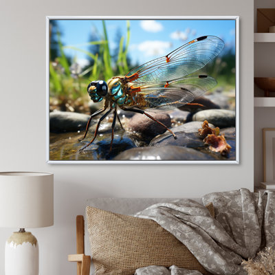 Blue Fluttering Dragonfly II - Dragonfly Animal Wall Art