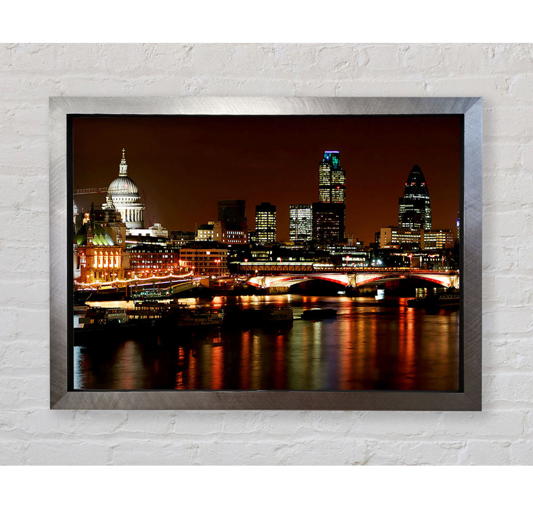 London Thames Night Lights - Einzelne Bilderrahmen Kunstdrucke