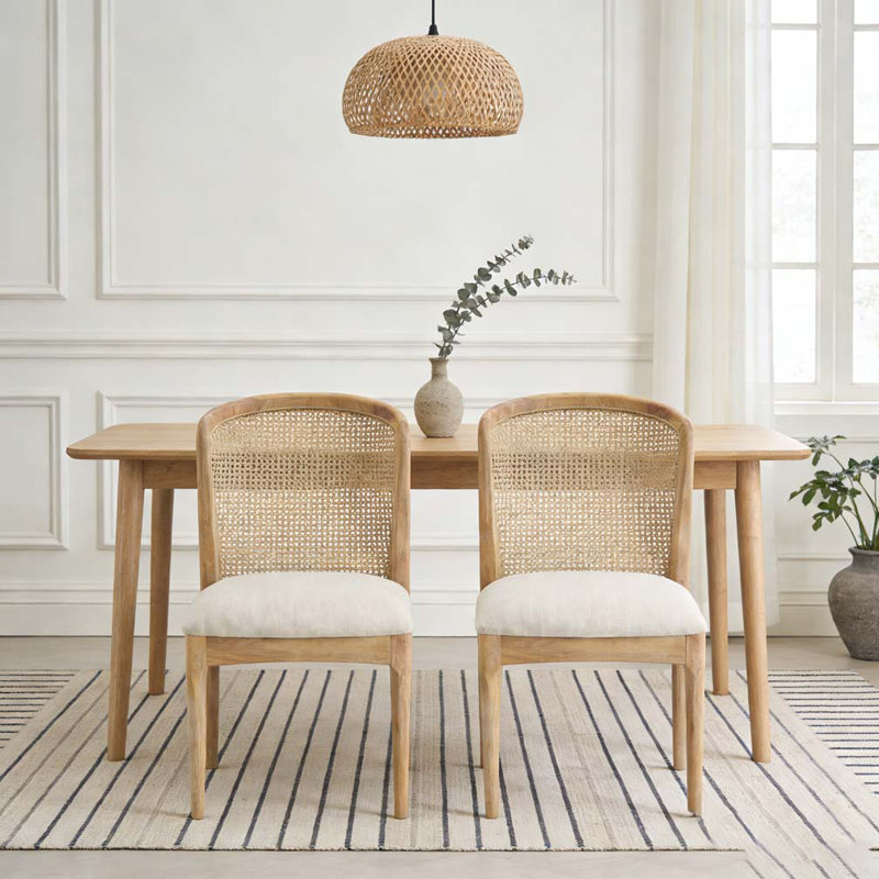 Side Chair Set, Beige+Natural