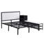 Lit plateforme double en métal avec tablettes de rangement à deux niveaux, armoire de rangement en bois-1945064320