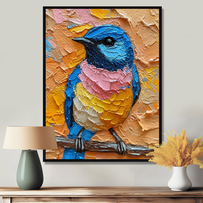 Oiseau rossignol bleu sur branche - oiseau, art mural