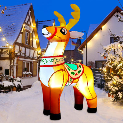 GOOSH 6 FT Christmas Inflatable Reindeer with Built-in LEDs
