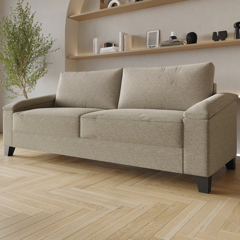 Jacqualyn Fabric 57.87'' Reception Sofa, Dark Beige