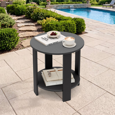 Table d'appoint de terrasse extérieure en PEHD à 2 niveaux l 18 po Breeze