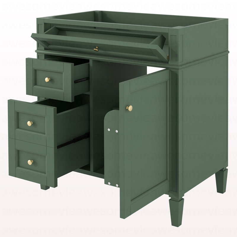 Meuble-lavabo de salle de bain de 30 po sans lavabo supérieur, armoire de rangement moderne avec 2 tiroirs et un tiroir rabattable (BASSIN INCLUS)