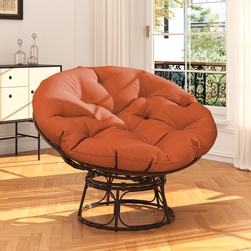 Chaise de patio avec coussins Papasan, Orange, L 49 po x H 36 po x P 12 po