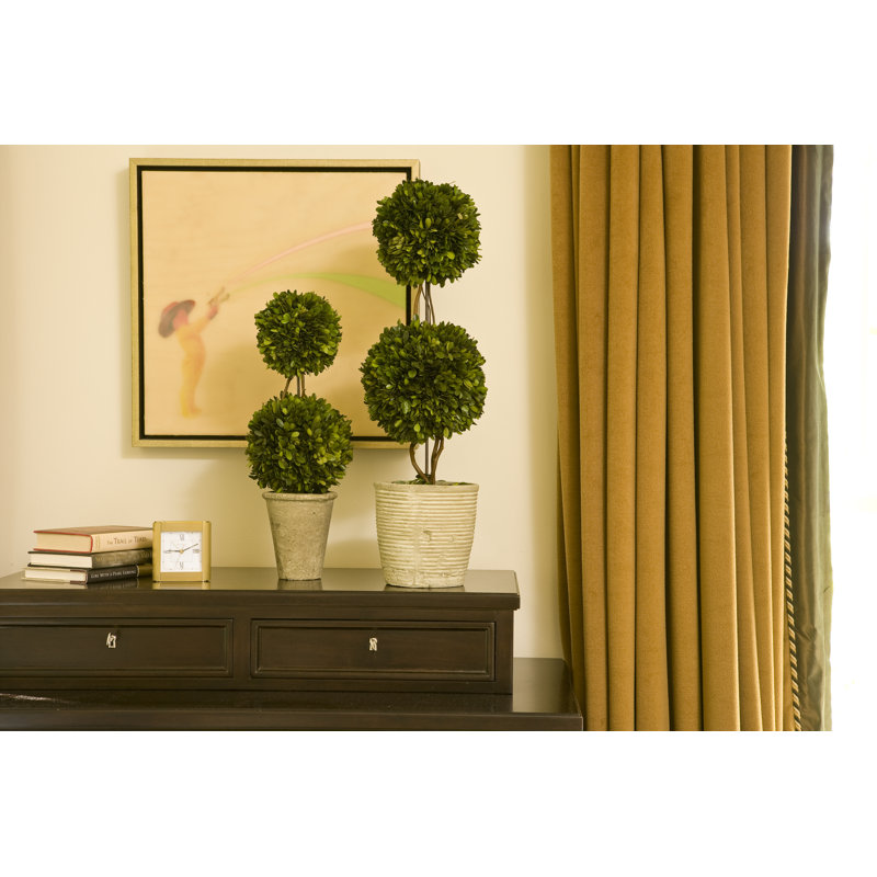 Preserved Boxwood Double Ball Topiary in Pot, 28" H x 8.5" W x 8.5" D