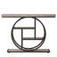 Console industrielle de 41,3 po, canapé gris à 4 niveaux avec cadre métallique circulaire unique et tablettes de rangement, table d'appoint étroite pour le salon, le couloir et le vestibule