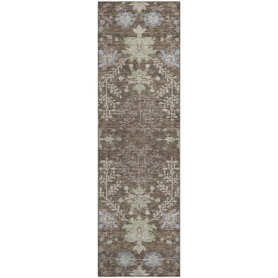 Premium Machine Washable Gurubaksh AMF1156 Floral Rug