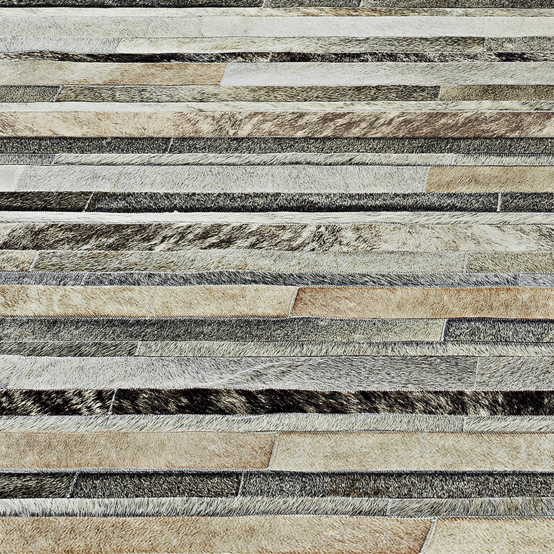 Tapis gris / crème / brun en cuir fabriqué à la main Kronos, 5 x 8