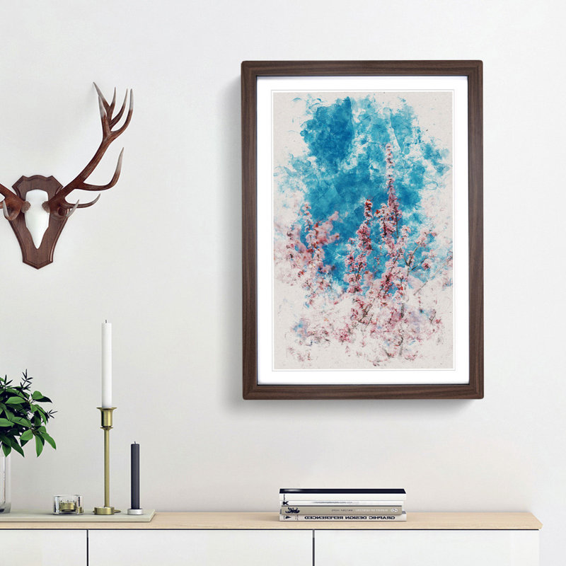 Petals of Pink Cherry Blossom Tree - Picture Frame Painting Print, Walnut Framed, 63cm H x 45cm W x 2cm D