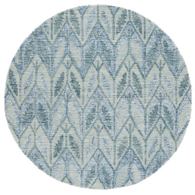 Maximino Ebony Hand Tufted Wool/Cotton Chevron Rug in Light Blue