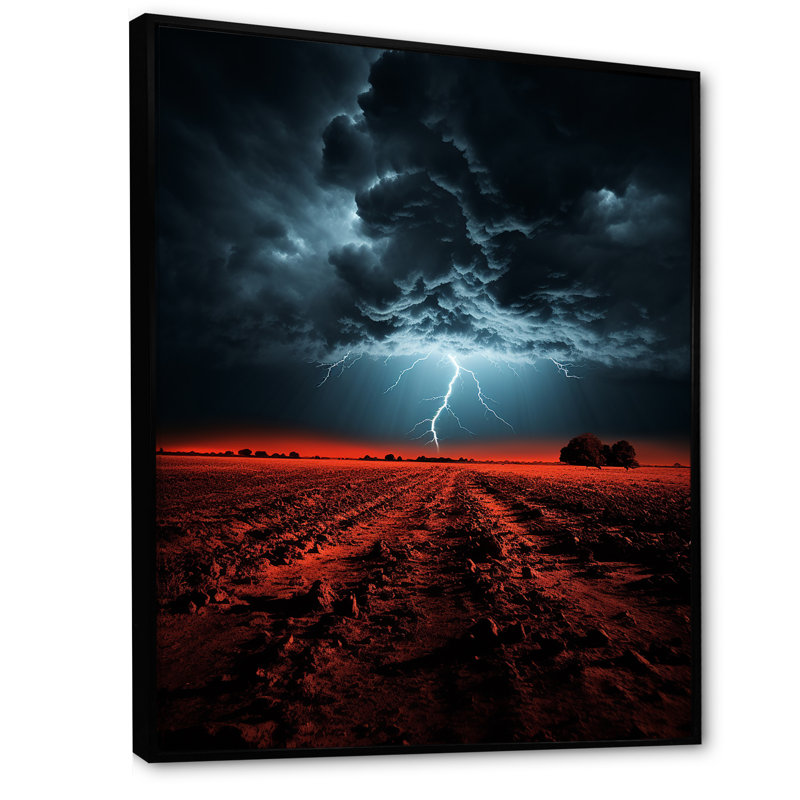 Landrey Orange Storms Thunderous Silence I, reproduction d'art sur toile, H 32 po x l 24 po x P 1 po, Cadre flottant noir