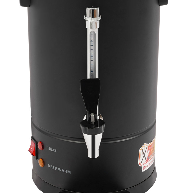 Distributeur d'urne à café électrique en acier inoxydable 7L / 1,85 gallons avec filtre et plateau de collecte d'eau, sans interrupteur de température