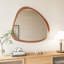 Miroir 45 po avec cadre en bois massif, forme asymétrique, miroir pour chambre à coucher, salon, salle de bain, couloir, entrée