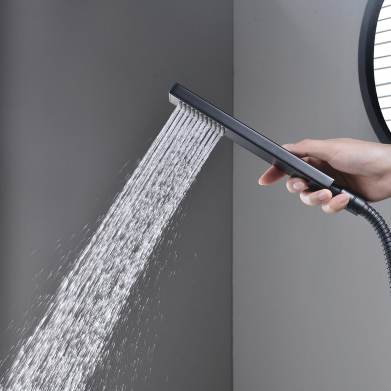 Robinet de baignoire autoportant monocommande à fixation au sol avec douche à main (nickel brossé), Noir