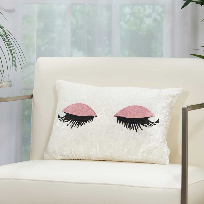  Rectangular Pillow Cover & Insert, Ivory/Pink, 12" H x 18" W x 0.5" D