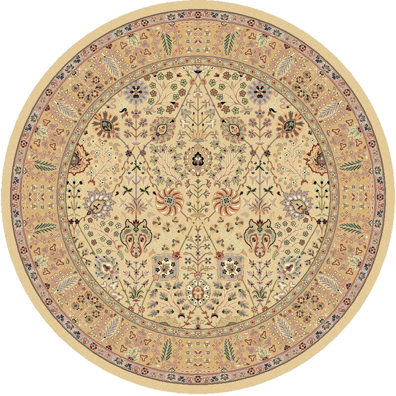 Tapis beige / olive Darly, Rond 7 pi 9 po
