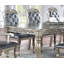 Table de salle à manger formelle 1pc avec 2 feuilles seulement au fini argenté / gris avec des meubles en bois d'hévéa