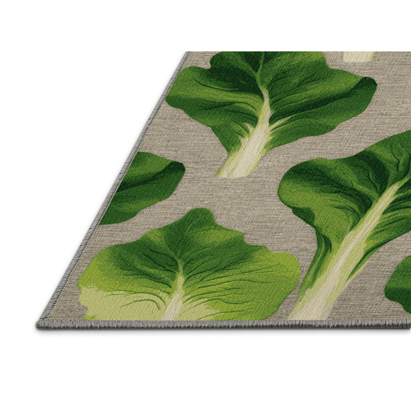 Washable Lettuce Butterhead Vegetables Area Rug, Square 4'