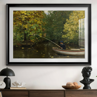 Boy Fishing from a Boat-Hans Andersen Brendekilde-Framed Print with Mat and glass-c. late 19th / early 20th Century