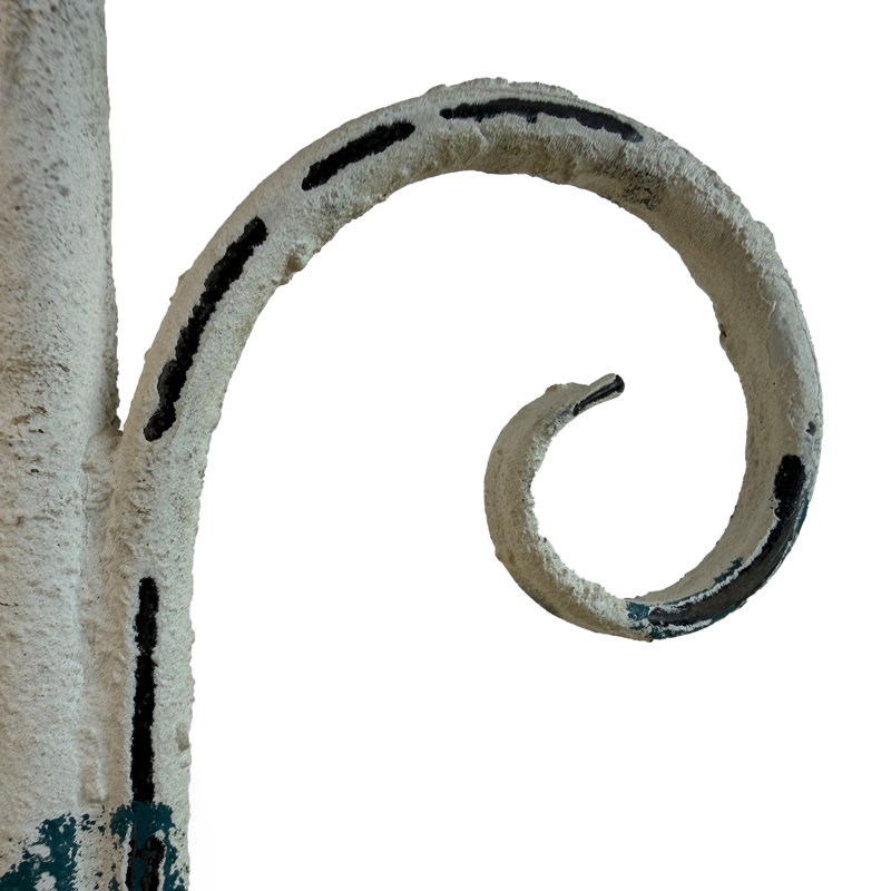 Bordure de jardin en fer forgé vintage de 122,4 cm (48,21 pouces), blanc antique