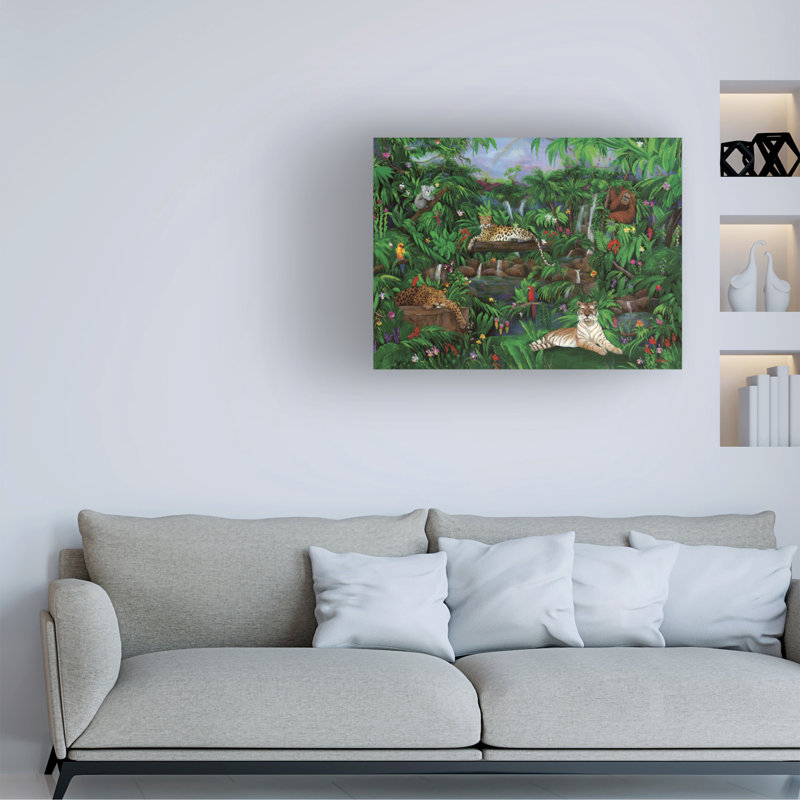 «Jungle Creatures» par Betty Lou - impression sur toile tendue, H 35 po x l 47 po x P 2 po