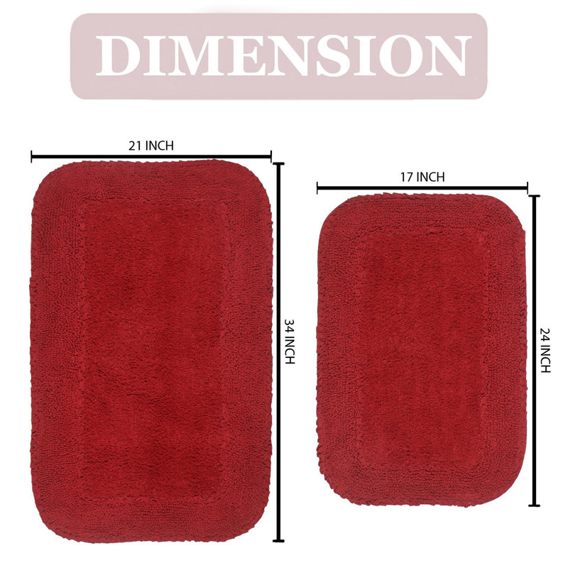 Ensemble de 2 tapis de bain en coton Aceyon, Rouge