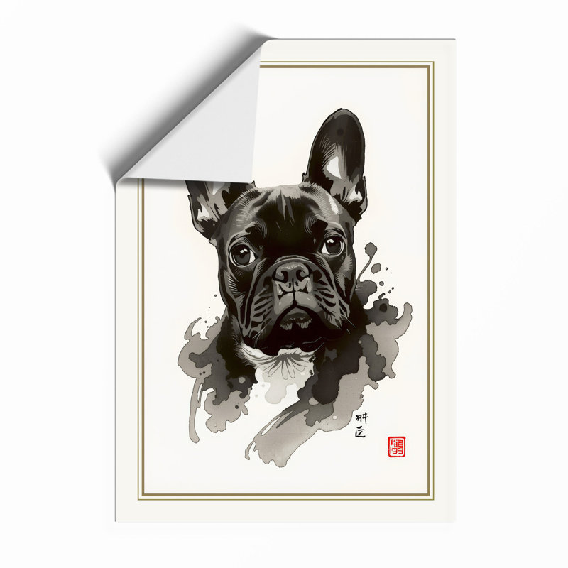 French Bulldog Study Japandi - Framed Print, Unframed, A1 - 84.1 x 59.4 cm