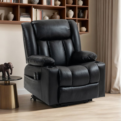 39.4'' Wide Dual Motor Zero Gravity Recliner Breathable Leather With Massage Heat Cup Holders Side Pocket and USB Port