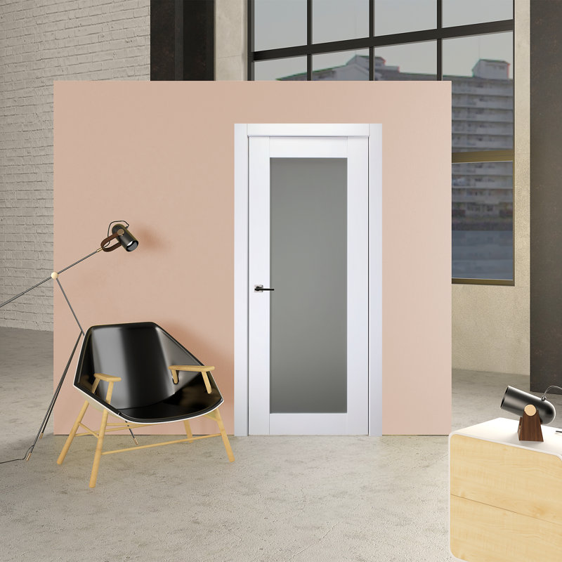 Polar White Solid Core Pine Interior Door with Frosted Glass