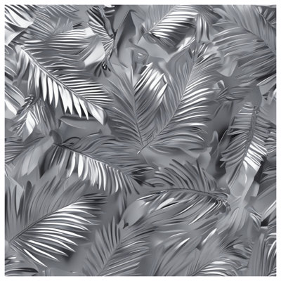 Silver Metallic Palm Leaves Double Sided Throw Pillows