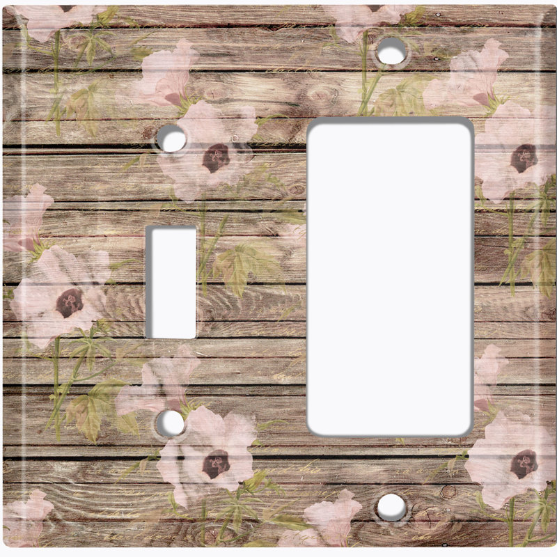 Plaque murale d'interrupteur à bascule à 2 bandes avec impression de bois naturel et rose