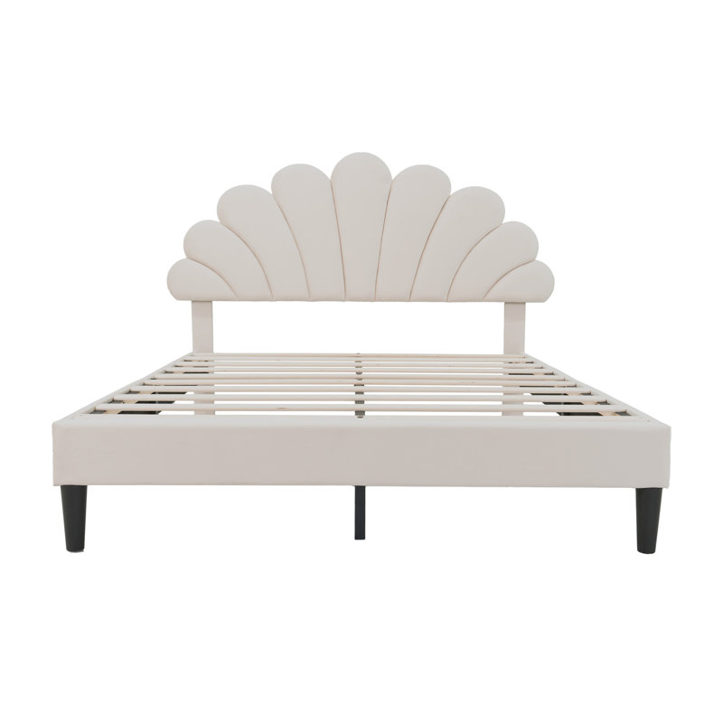 Bed Frame, Double (4'6), Beige