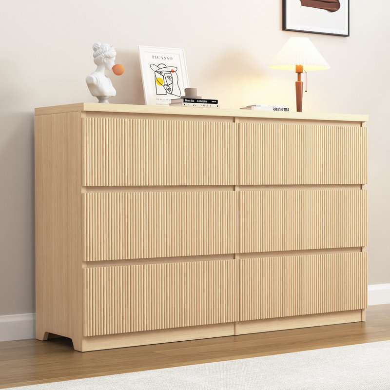 Commode cannelée 47 tiroirs l 47 po, Beige