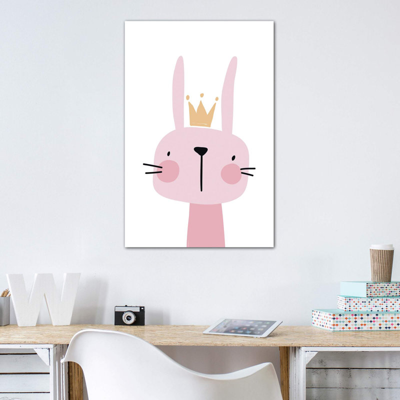 Lapin rose - impression d'art graphique, Toile tendue, Pas de tapis, H 60 po x l 40po x P 1,5 po