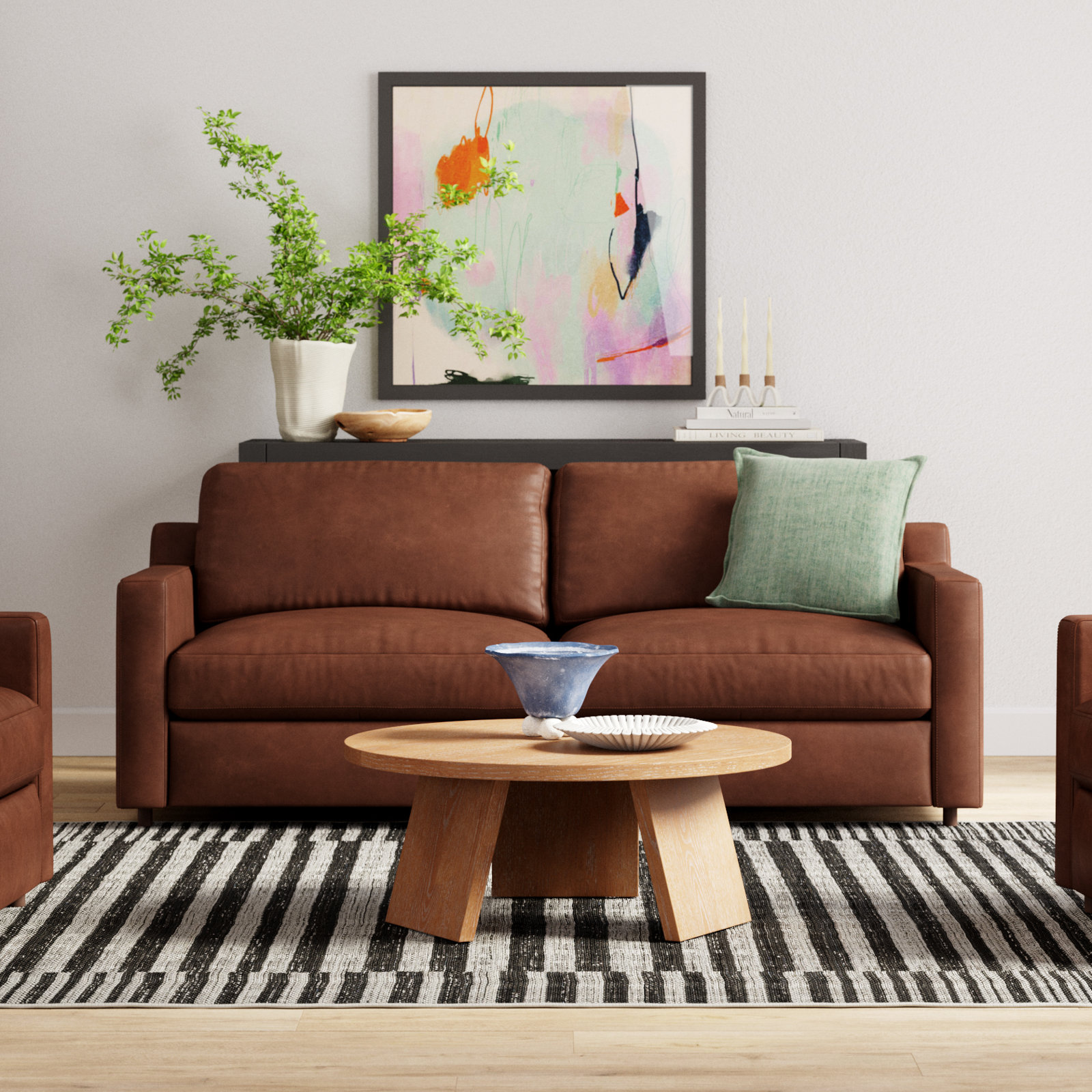 Belgrade 84'' Genuine Leather Sofa, Vintage Brown Top Grain Genuine Leather