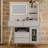 Modern Makeup Vanity Desk With Mirror And Lights, Retractable Dressing Table With Drawers And Cabinet, Compact Makeup Table Set With Power Outlet For Bedroom-559570299